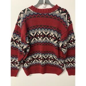 Vintage American Eagle Sweater Women's Medium Fair Isle Pullover Ski Y2k Colorfu